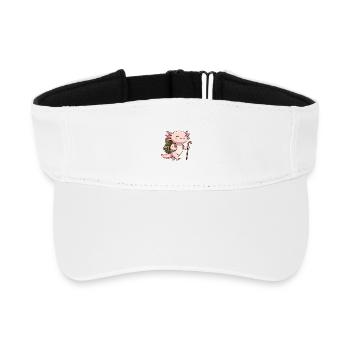 Cute Hiking Axolotl Fish Trekking Art - Recycled Sun Visor Cap - white - Front