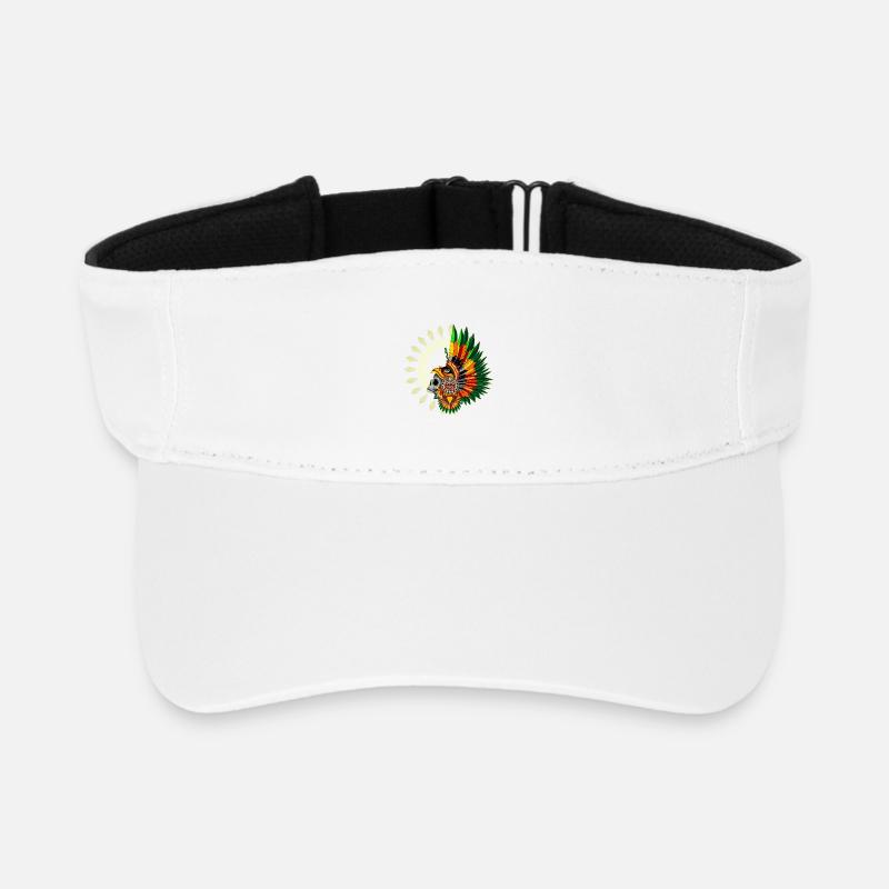 Aztec Eagle Warrior Skull - Recycled Sun Visor Cap - white