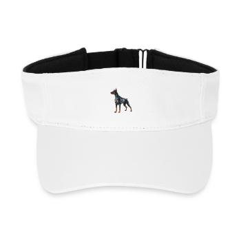 Dobermann - Cooles Low-Poly-Logo - Recyceltes Visor Cap - Weiß - Vorne
