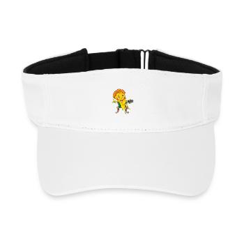Cartoon-Stück Pizza nimmt Bestellungen entgegen - Recyceltes Visor Cap - Weiß - Vorne