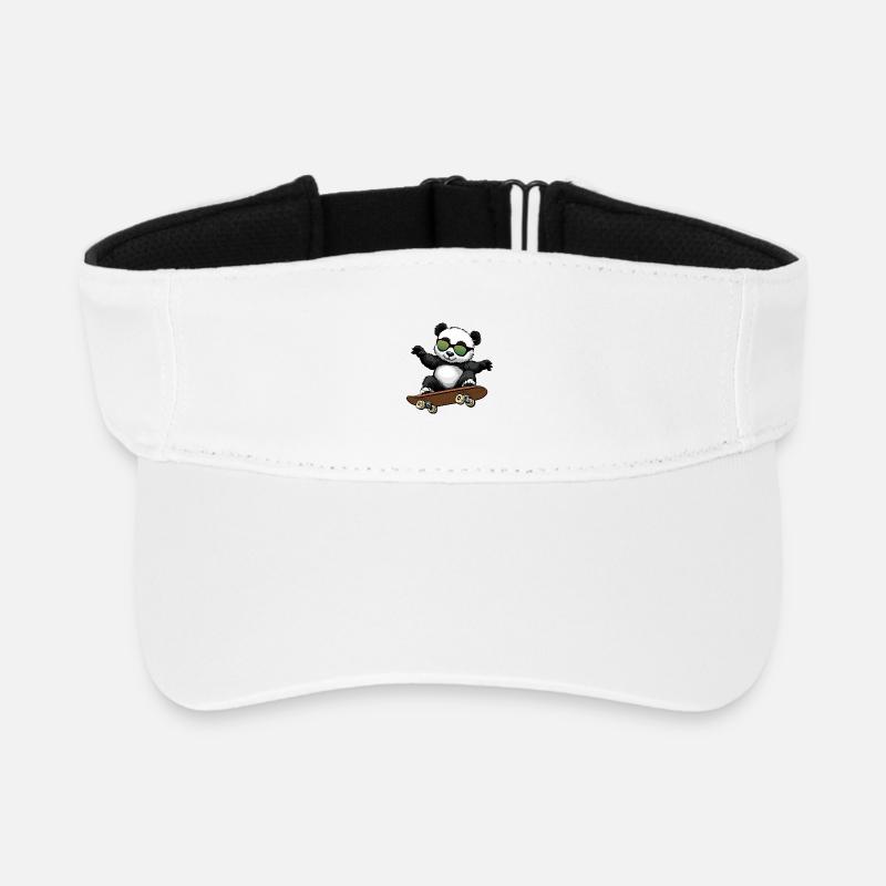 Panda Skateboarder Bear - Recycled Sun Visor Cap - white