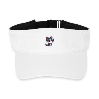 Chat lunettes vertes kawaii - Visière de sport recyclée - blanc - Devant