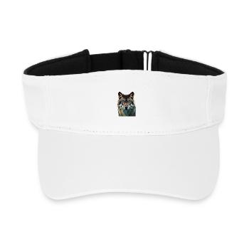 The Sapphire Gaze: Intensives Porträt eines Wolfes - Recyceltes Visor Cap - Weiß - Vorne
