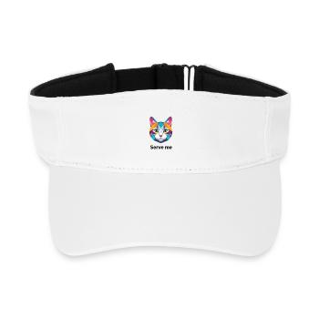 Colorful geometric cat illustration - Recycled Sun Visor Cap - white - Front