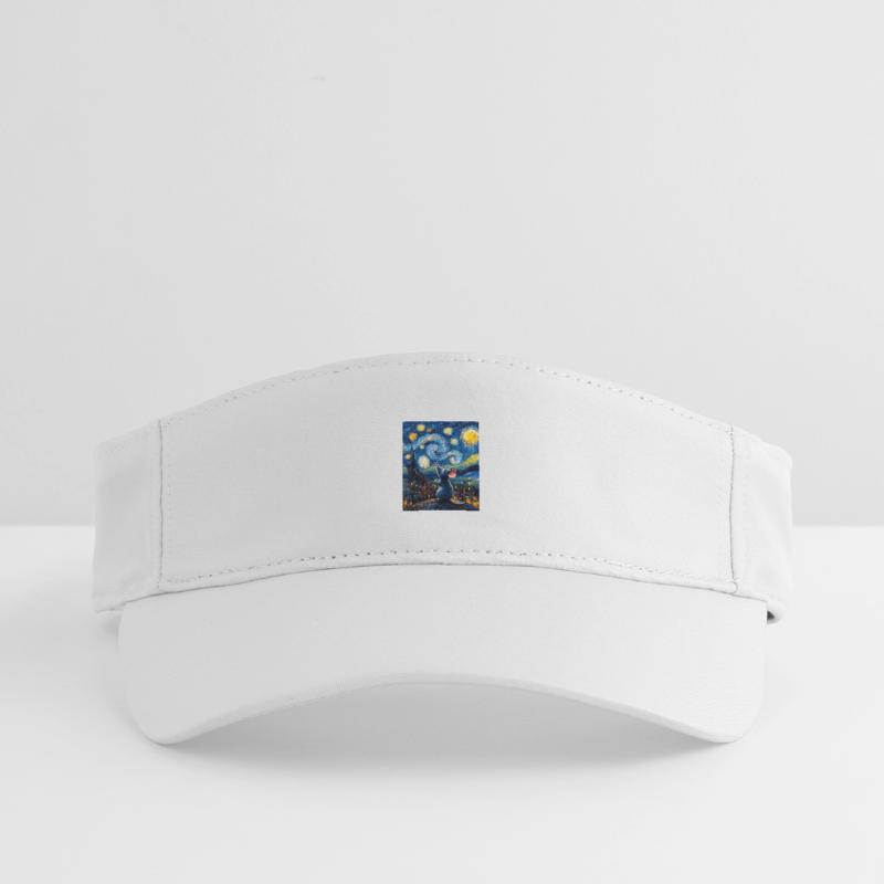 Mouse Eats Cheese Van Gogh Style Starry Night Recycled Sun Visor Cap
