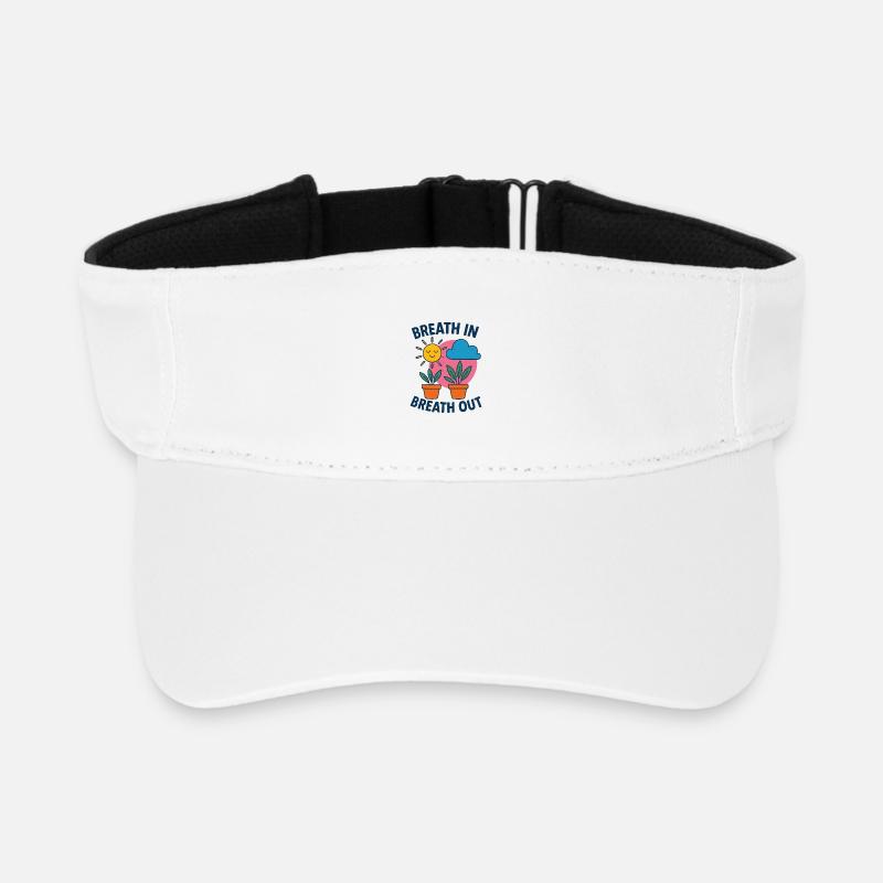 Breath Sun Plants Motif - Recycled Sun Visor Cap - white