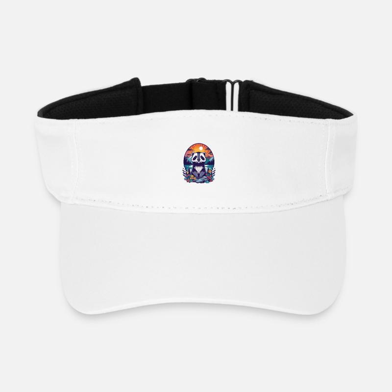 Panda coucher de soleil forêt Illustration - Visière de sport recyclée - blanc