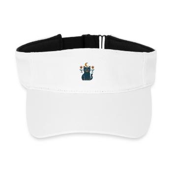 Moon cat with night flowers - Recycled Sun Visor Cap - white - Front
