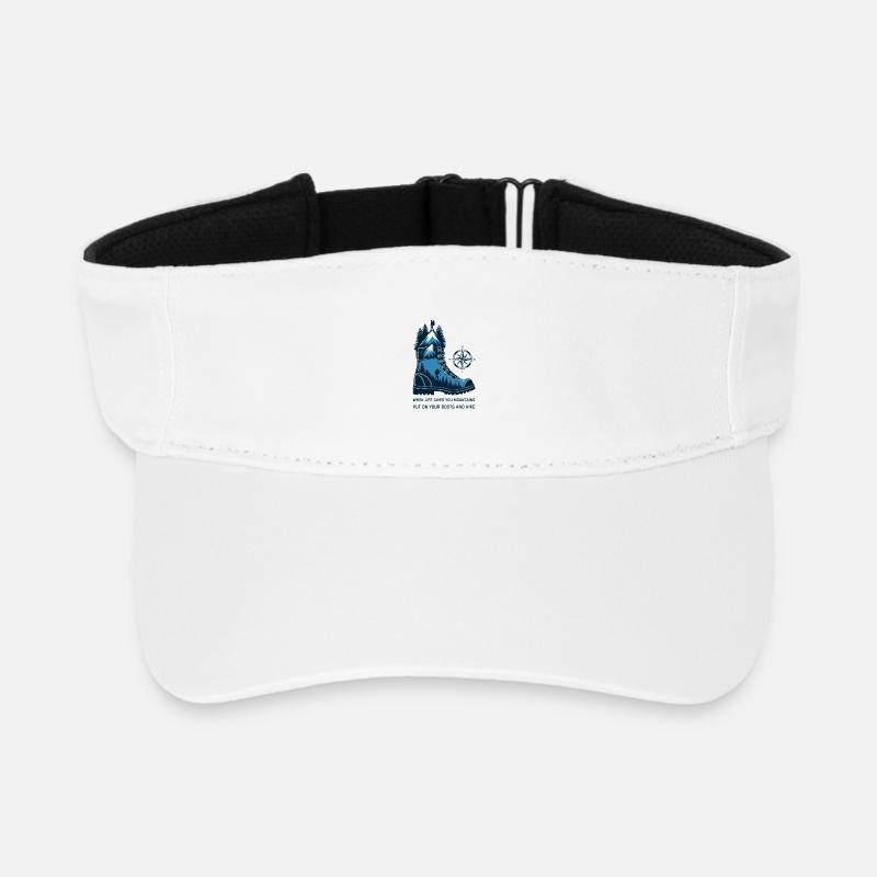 Mountain Boot with Compass - Recycled Sun Visor Cap - white