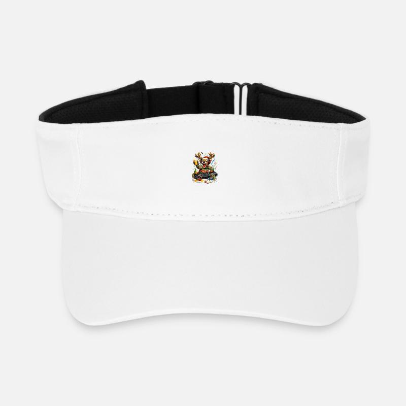 Weihnachts-DJ Hund im Party-Tempo - Recyceltes Visor Cap - Weiß