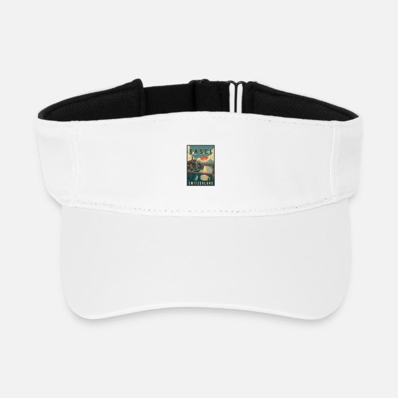 Entdecken Sie die Flussstadt Basel in der Schweiz - Recyceltes Visor Cap - Weiß