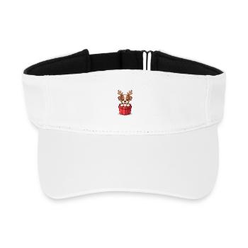 Surprise Pup – Dog in Christmas Gift - Recycled Sun Visor Cap - white - Front
