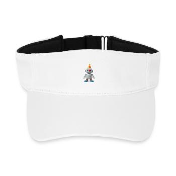 Kleiner Roboter mit Partyhut - Recyceltes Visor Cap - Weiß - Vorne