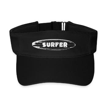 Surfer on Surfboard Retro Print - Recycled Sun Visor Cap - black - Front