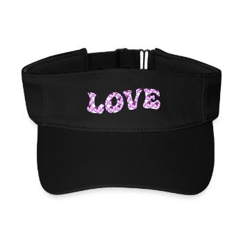 Motif d’amour avec des fleurs lilas - Visière de sport recyclée - noir - Devant