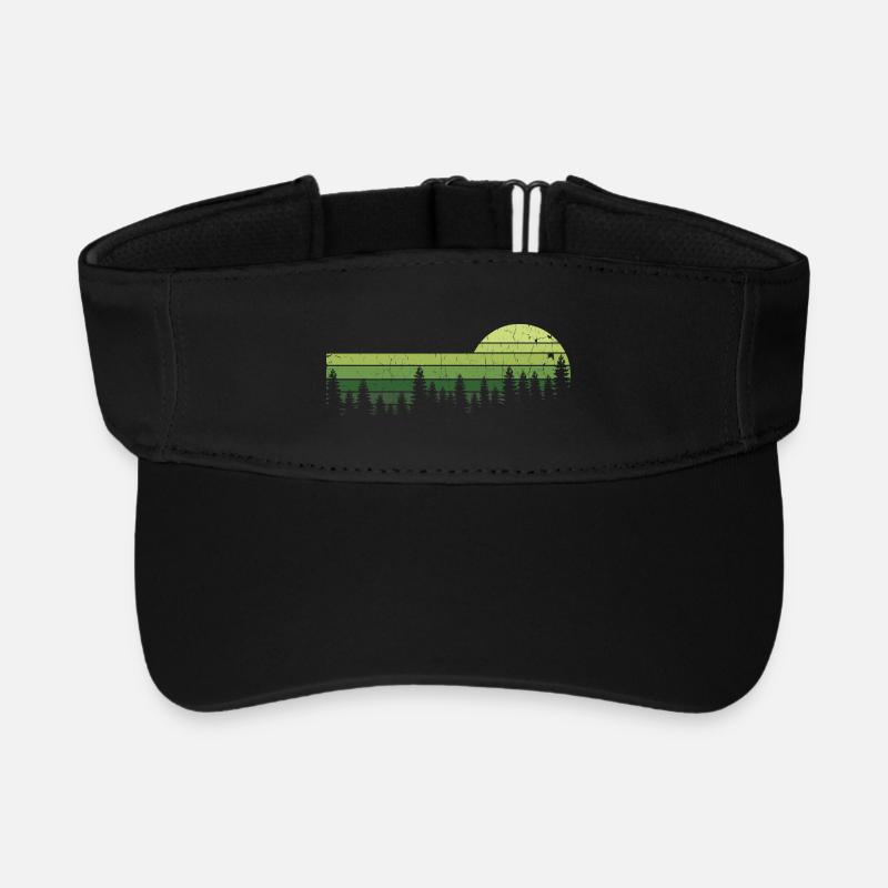 Vintage Green Forest Retro Sunset - Recyceltes Visor Cap - Schwarz
