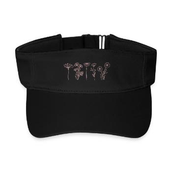 Fleurs sauvages minimalistes, art floral bohème - Visière de sport recyclée - noir - Devant