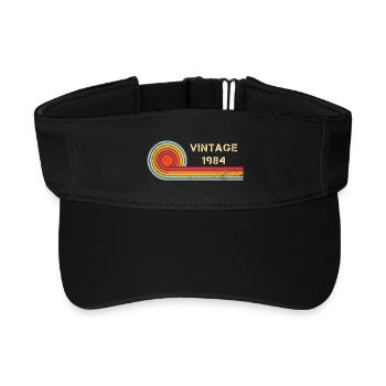 Vintage 1984 birthday retro design - Recycled Sun Visor Cap - black - Front