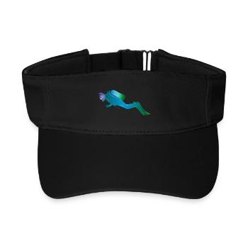 Diver silhouette in blue-green tones - Recycled Sun Visor Cap - black - Front