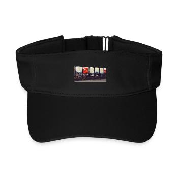 Bicycle convoy at the railway fence - Recycled Sun Visor Cap - black - Front