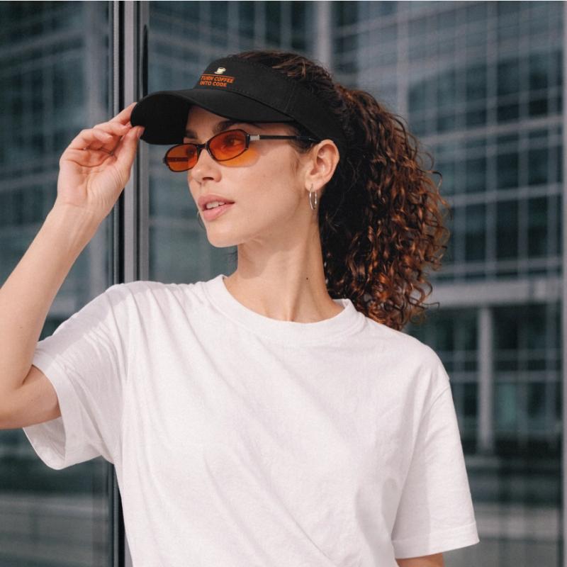 I Turn Coffee Into Code – Programmer Retro Recycled Sun Visor Cap
