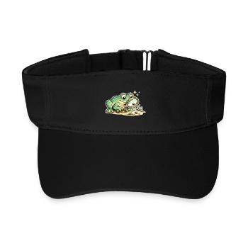 Frog with magnifying glass in search of clues - Recycled Sun Visor Cap - black - Front