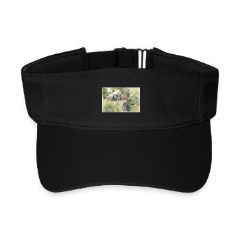 Aquarell-Dampfeisenbahn-Viadukt - Recyceltes Visor Cap - Schwarz - Vorne