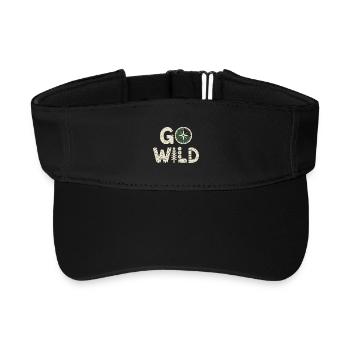 Go Wild Compass Forest Nature Camping Hiking - Recycled Sun Visor Cap - black - Front
