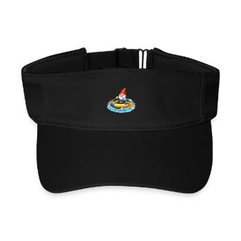 Garden gnome in rubber dinghy on summer adventure - Recycled Sun Visor Cap - black - Front