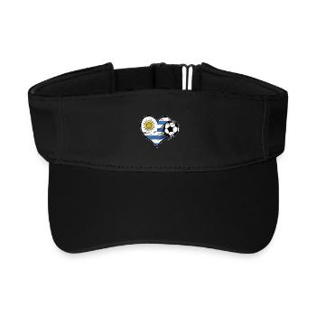 Uruguay Flagge Fußball mit Herz used - Recyceltes Visor Cap - Schwarz - Vorne