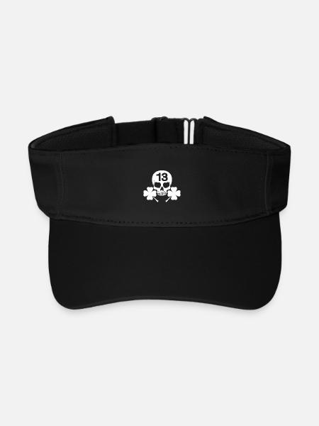Lucky White Skull - Recycled Sun Visor Cap - black