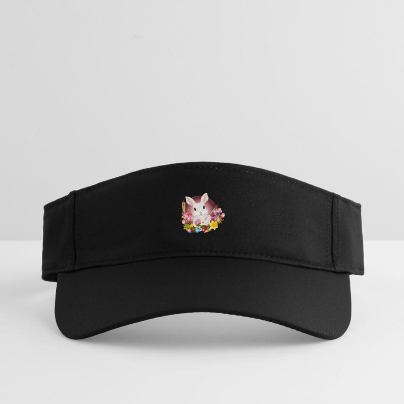 white rabbit with easter eggs as easter bunny Recycled Sun Visor Cap