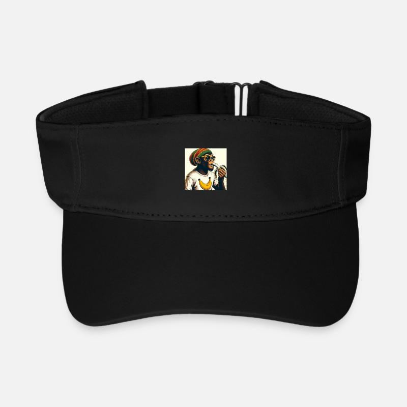 Cooler Affe isst Banane - Recyceltes Visor Cap - Schwarz