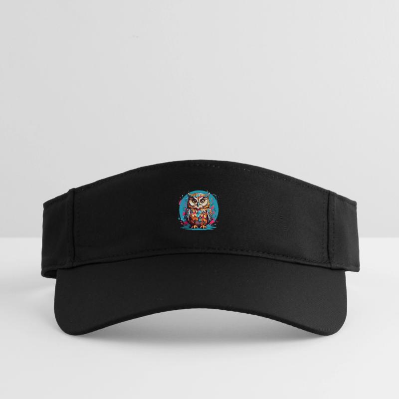 Liebenswerte Eule auf Farbklecksen Recyceltes Visor Cap