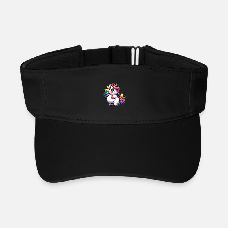 Cute Rainbow Unicorn - Recycled Sun Visor Cap - black