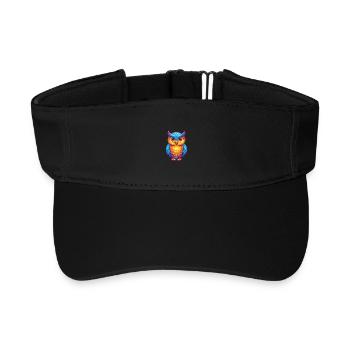 hibou coloré Kawaii personnage de dessin animé oiseau - Visière de sport recyclée - noir - Devant