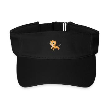 Playful Baby Tiger with Big Eyes - Recycled Sun Visor Cap - black - Front