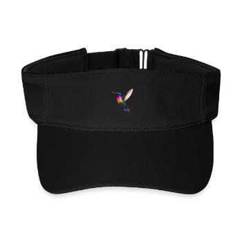 Vibrant Rainbow Hummingbird Design - Recycled Sun Visor Cap - black - Front
