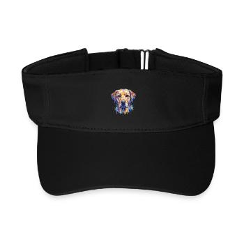Colorful Dog Watercolor Portrait - Recycled Sun Visor Cap - black - Front