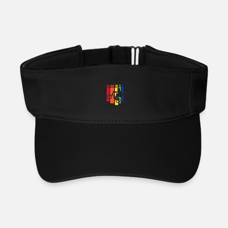BMX Rainbow Stunt Silhouette - Recycled Sun Visor Cap - black