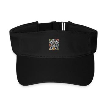 V8 Retro Pistons – Muscle Car &amp; Biker - Recycled Sun Visor Cap - black - Front