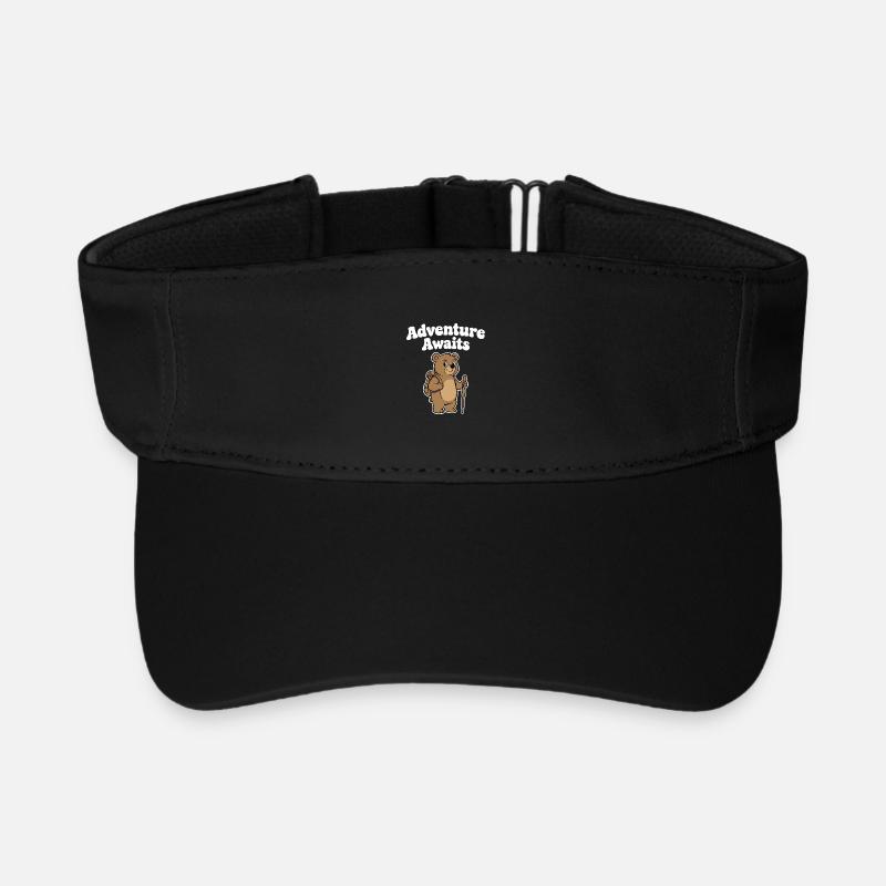 Adventure bear with walking stick - Recycled Sun Visor Cap - black