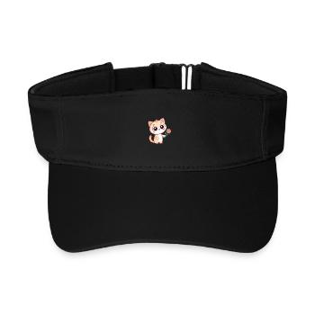 Chat kawaii et fleur pastel - Visière de sport recyclée - noir - Devant