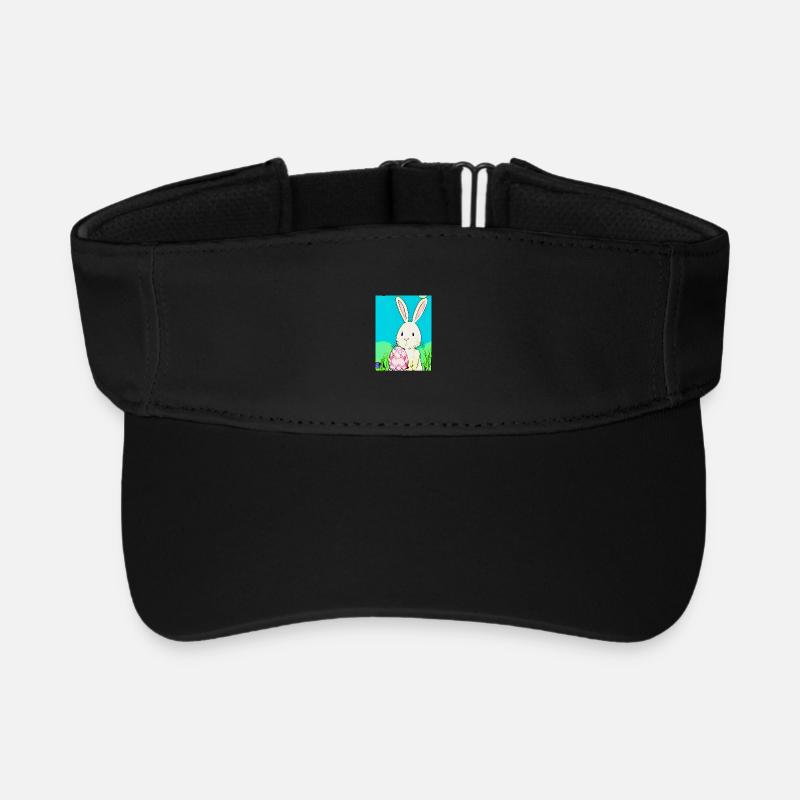 Lapin de Pâques néon avec un œuf de Pâques dans l’herbe - Visière de sport recyclée - noir