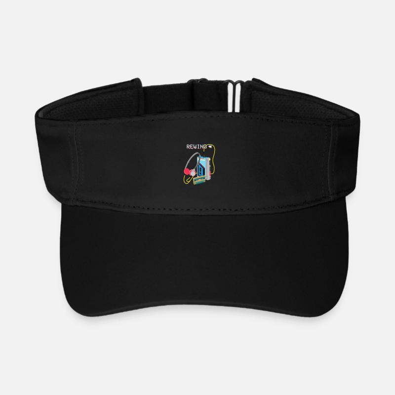 Retro Music Rewind Cassette Design - Recycled Sun Visor Cap - black