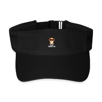 Cute dog with sunglasses and fun font - Recycled Sun Visor Cap - black - Front