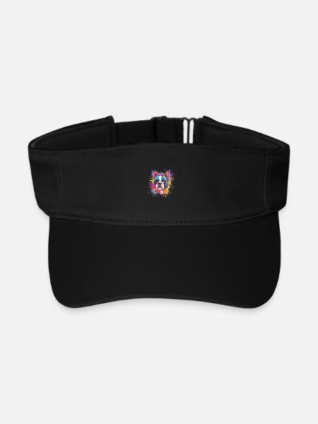 Color Splash Boston Terrier Portrait - Recycled Sun Visor Cap - black