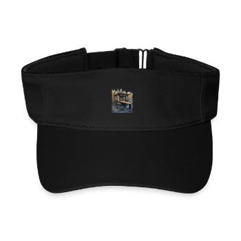 Lakeside-Hütte bei der Dämmerung - Recyceltes Visor Cap - Schwarz - Vorne
