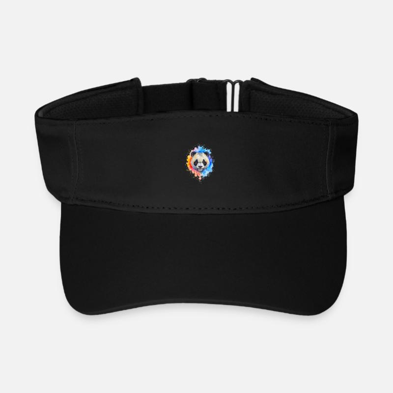 Watercolor Panda Splash - Recycled Sun Visor Cap - black