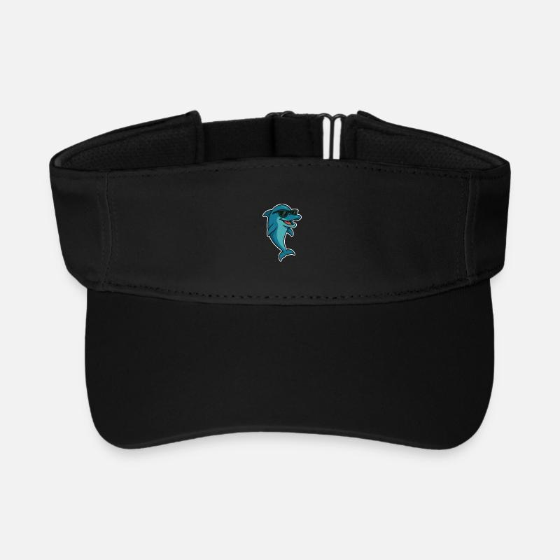 Dolphin with sunglasses - Recycled Sun Visor Cap - black